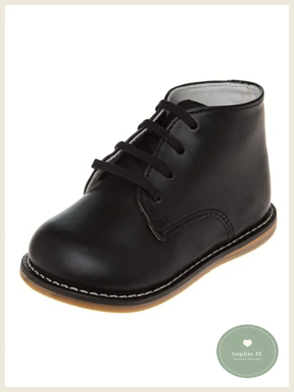 Baby Boy Lace-Up Booties Faux Leather Hard Sole First Walker Shoes